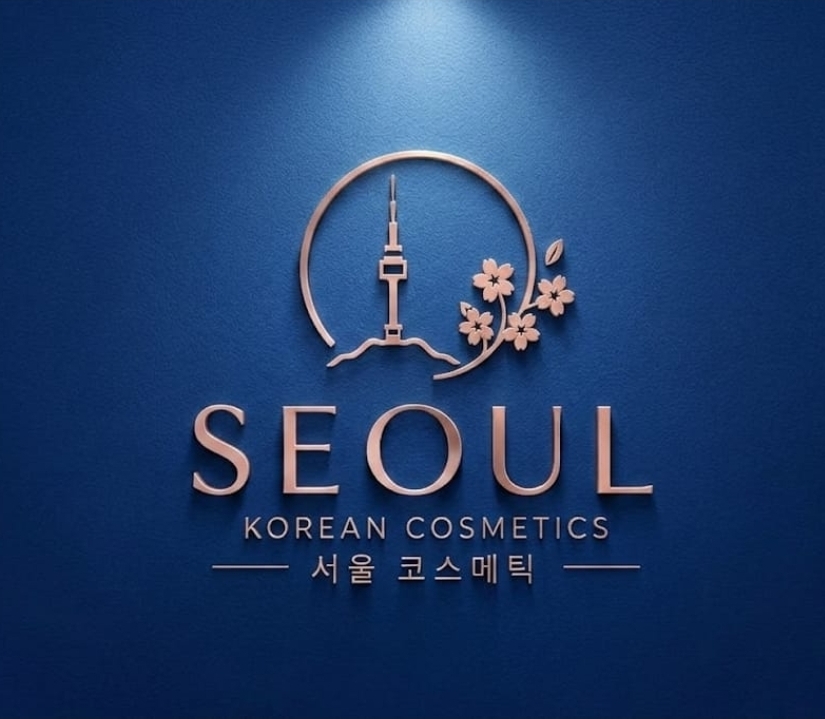 Elegant Korean skincare products with cherry blossoms